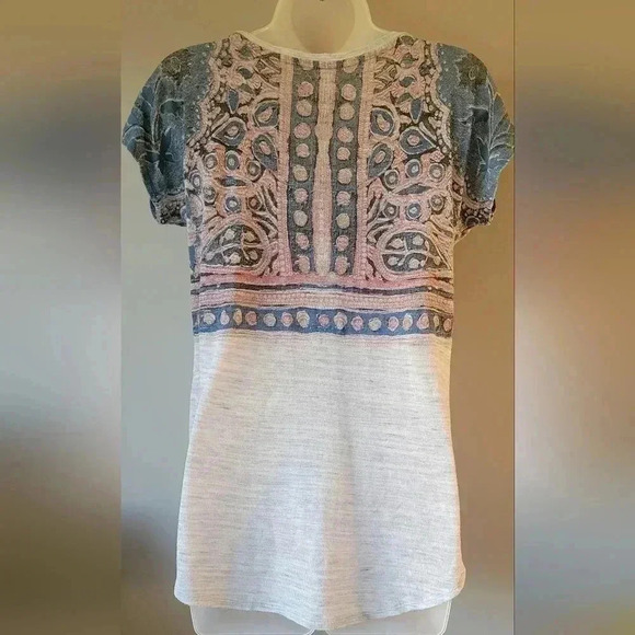 Lucky Brand Womens light gray Indian Mural T-shirt women's size Small - Picture 12 of 13